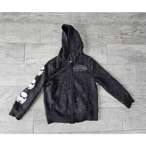 Boys Spotted Zebra Star Wars Sweater Hooded Black Storm Troopers Size Small 6-7